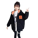 [ANGELCITY] ボアジャケット 女の子 ボアコート キッズ フリースジャケット 子供服 もこもこ ボアコート ブルゾン ボア 子供 ガールズ コート ジャンパー ジャケット 厚手 暖かい おしゃれ 子供服 アウター L667 (ブラック, 140)