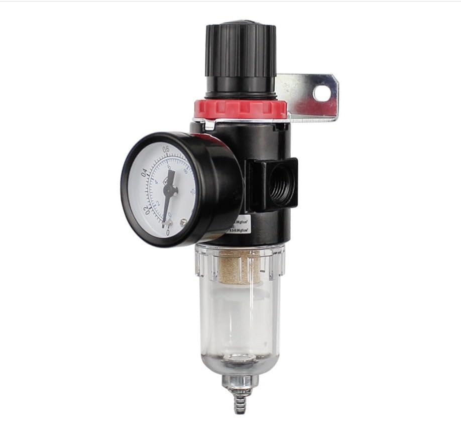 AFR2000 1/4'' Air Filter Regulator Moisture Trap Pressure Gauge Compressor with Fitting(AFR2000 6MM Fitting)