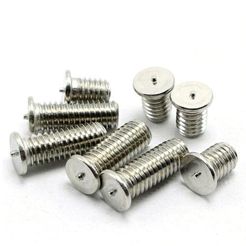 Image of Rely⇒VP INDUSTRIES (Pcs-50) M6x20 mm Spot Weld Stud Screw with Pointed Mild Steel Copper Plating | Matric Thread Weld Stud
