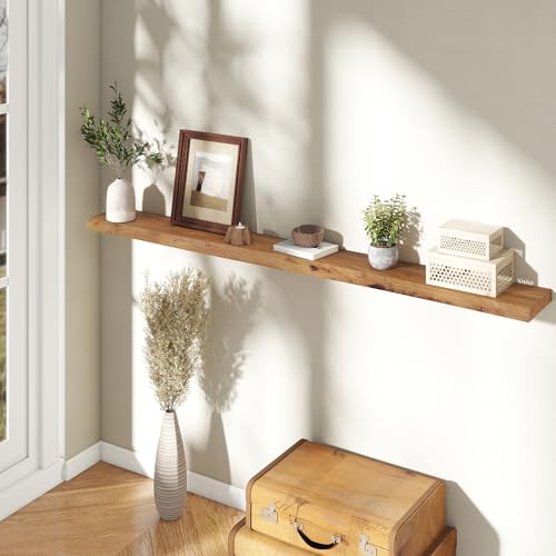 Image of Fun Memories 72 inch Wall Mounted Floating Shelves, Natural Elm Wood, 1 Pack