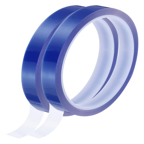 Image of uxcell Blue Heat Tape, 2 Rolls 20mmx33m 108ft High Temperature Heat Resistant Tape for Sublimation,Heat Vinyl Press,Heat Transfer, Circuit Board, No Residue