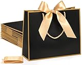 Bolsas de regalo de agradecimiento con asa, 30 x 20 x 10 cm, elegante bolsa de regalo de bienvenida con lazo para el día de la madre, boda, graduación, dama de honor, baby shower, cumpleaños