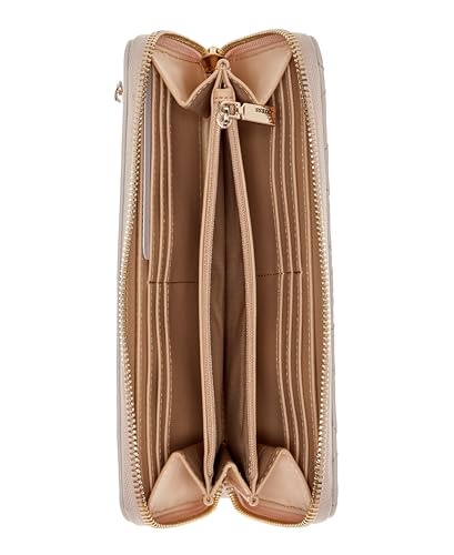 Image of Guess Latte Logo Geometric Laurel Large Zip Around Wallet
