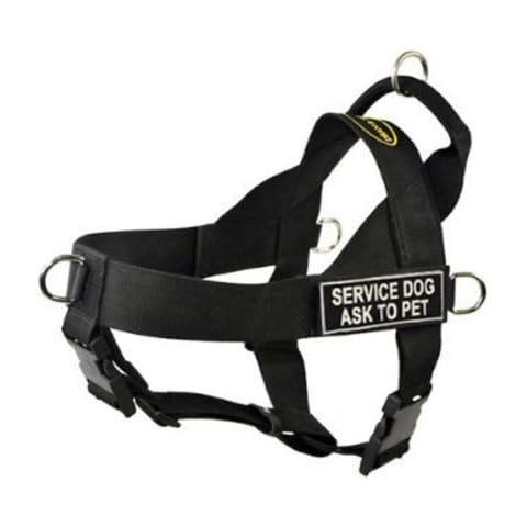 DT Universal No Pull Dog Harness, Service Dog Ask To Pet, Black, Large, Fits Girth Size: 31-Inch to 42-Inch Cover