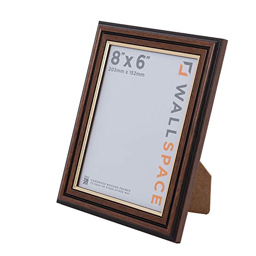 Brown frame with Gold Inset, Brown with Gold Line, 8x6 inches