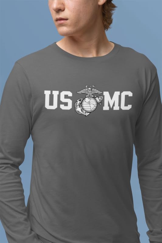 Lucky Ride Marine Corps Bull Dog Front and Back USMC Men's T-Shirt Longsleeve - Image 7