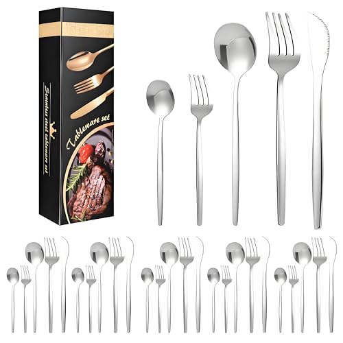 La Mejor Lista de Cubiertos y plato disponible en línea para comprar. 42 Juego de Cubiertos de Acero Inoxidable de 30 Piezas,Juego de Cubiertos Acero Inoxidable para 6 Personas,Incluye Cuchillos,Cucharas y Tenedores,Portátiles y Reutilizables, Apto...