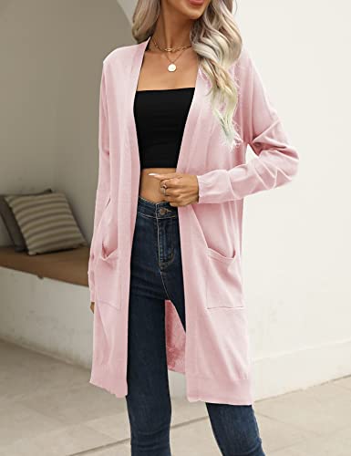 Lyhnmw Women's Casual Lightweight Open Front Cardigan Soft Long Sleeve Cardigan With Pockets #TOP6