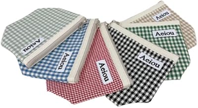 Aeiou ポーチ ベーシックポーチ チェック柄 Mサイズ アエイオウ Basic Pouch Soft Water Check | 韓国で話題沸騰　おしゃれで かわいい 韓国ポーチ 化粧ポーチ (ベイジー)
