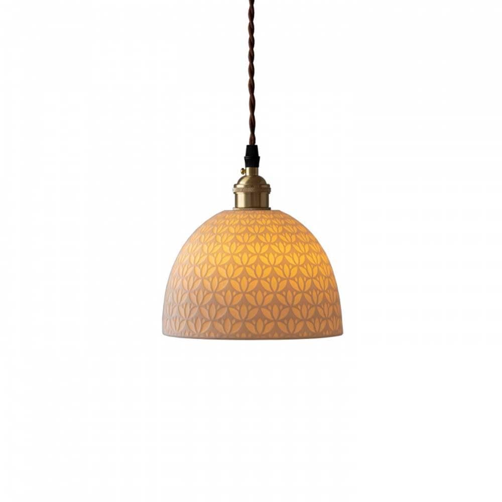 HUAYUSEDF Modern Ceramic Pendant Light Brass Base & Adjustable Cord Fixture Mini Porcelain Hanging Lamp for Kitchen Island Bedside Foyer Bar Hallway Indoor Decorative Lighting