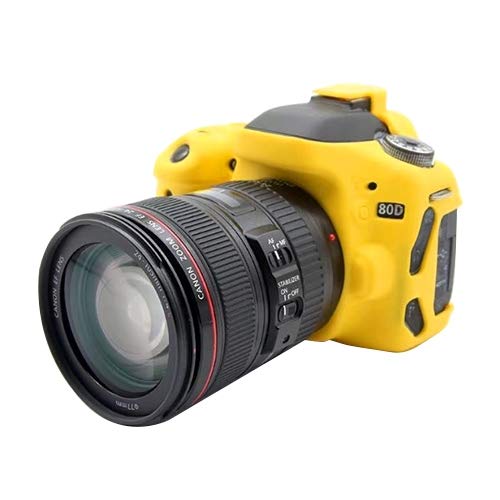 Soft Silicone Protection Cover/Case for Canon 80D - Yellow-picture-34