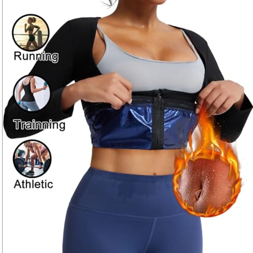 Image of Women Sauna Suit Full Body Shapewear, 3 in 1 Sweat Vest Waist Trainer with Arm & Thigh Compression, Tummy Control Slimming Workout Bodysuit for Gym Running Fitness