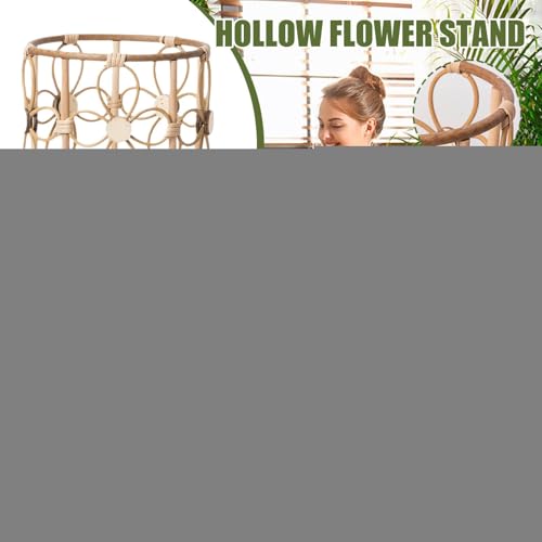 Support pour plante en rotin artisanal avec pieds en bois robustes