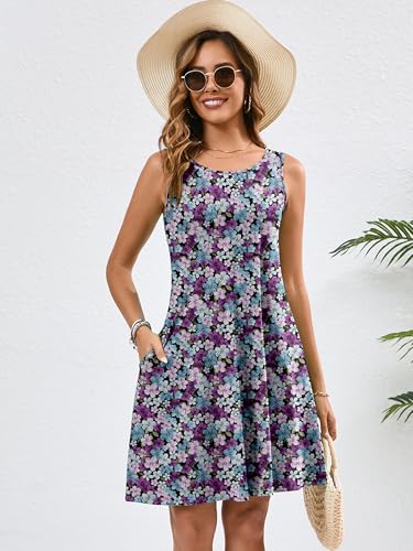 Image of Heymoments Women's Summer Sleeveless Crewneck Dresses Casual Loose Fitted Tank Sundress with Pockets
