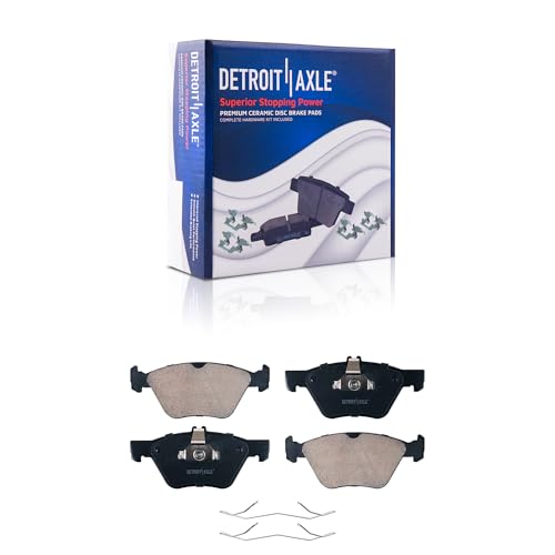 Image of Detroit Axle - Brake Kit for 2000-2002 Mercedes-Benz CLK320, 1996-2002 E320 E430, 2000-2003 CLK430, 1998-1999 E300, 1997 E420, Brake Pads 11.81 inch Front 11.42 inch Rear Drilled Slotted Brake Rotors