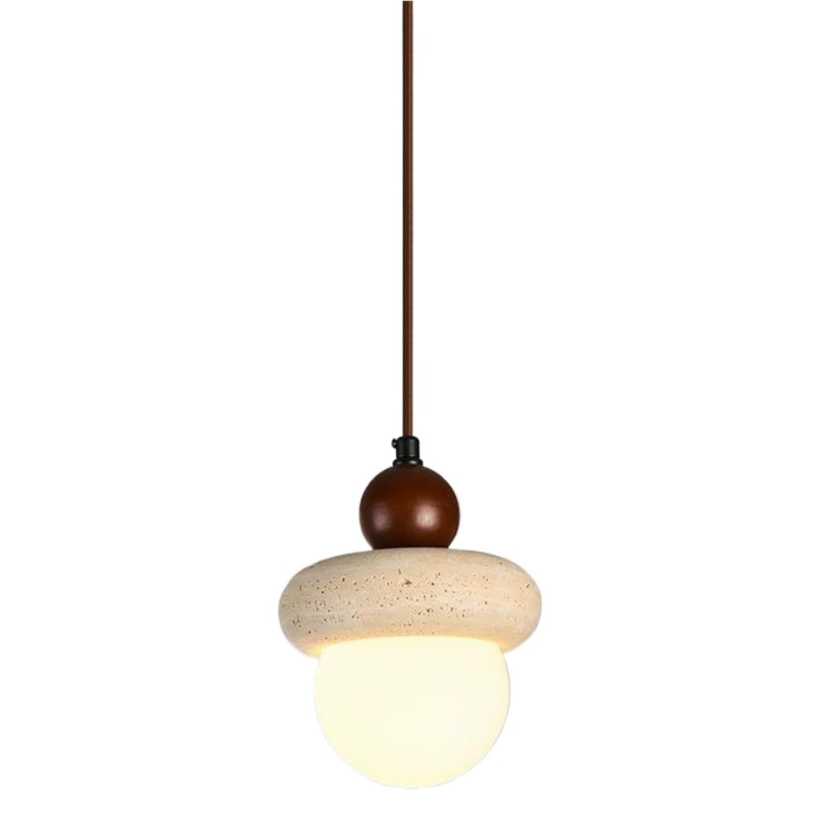 Petite lampe suspendue en travertin de style ferme du milieu du siècle