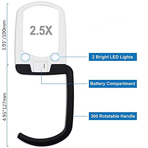 Loupe pliable avec support mains libres et lanière de lecture blanche