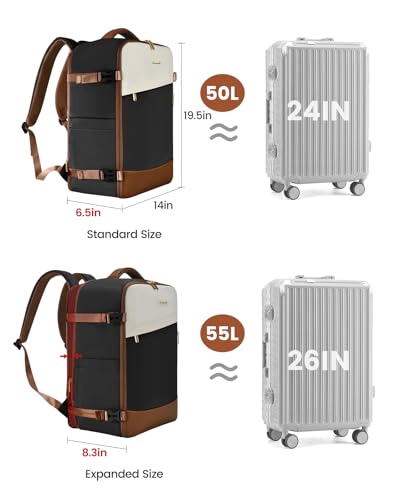 LOVEVOOK Travel Backpack For Women/Men, 50L Carry On Backpack, Flight Approved Personal Item Travel Bag, Large Travel Essentials Water Resistant Daypack Weekender Bag Fits 18" Laptop With 3 Cubes4