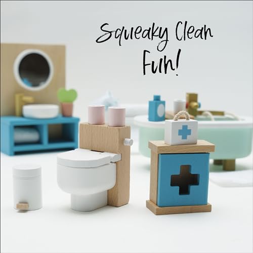 Le Toy Van - Wooden Daisylane Bathroom Dolls House Accessories Play Set For Dolls Houses | Dolls House Furniture Sets - Suitable For Ages 3+ - Image 6