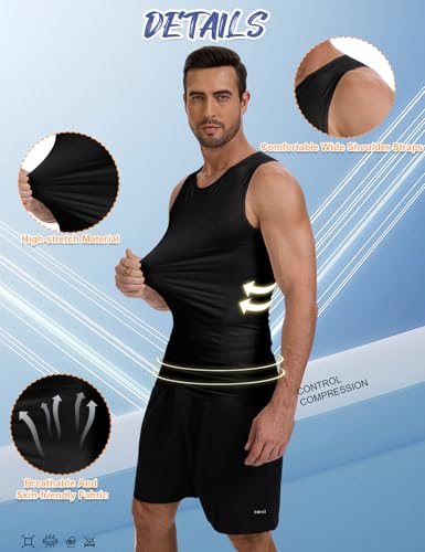 HANERDUN Men Compression Shirts Sleeves Slimming Bodyshaper Vests Undershirt Tank Top3