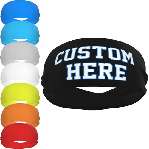 Image of Custom Sports Headband Custom Sweatband Bandana Add Your Image Logo Text Number. Bulk Custom Men Or Women Moisture Wicking Ventilate Elastic ﻿Headband