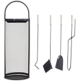 Sunnydaze 4-Piece Fireplace Tool Set with Stand - Indoor Hearth Accessories and...
