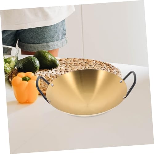 Wok pequeño de acero inoxidable antiadherente con asas dobles miniatura 4