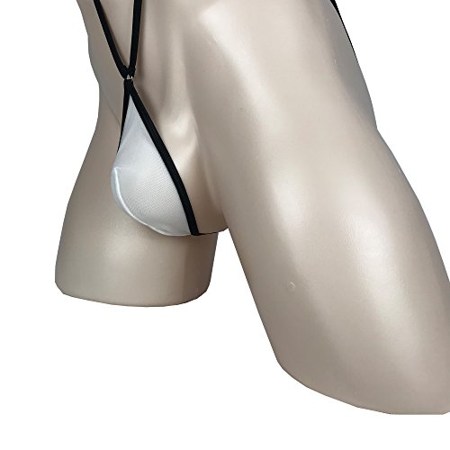 Afom Men's Sexy Slingshot Sheer Pouch T-Back Brief Thong (White)2