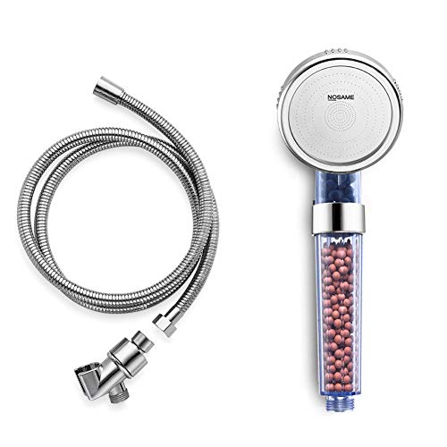 Alcachofa de ducha Nosame con manguera de repuesto y soporte, color azul de alta presión con 3 modos de ahorro de agua y filtro de mano para limpieza de piel seca y cabello spa
