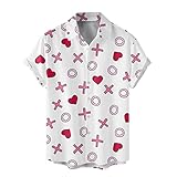 QJDFLL Geschenke Ehemann Männliche Frühlings- Sommer-Einreiher-Hemden Lässige -Valentinstag-Volldruck-Strand-Kurzarm-Urlaubs-Freizeit-Hemden(M,M)