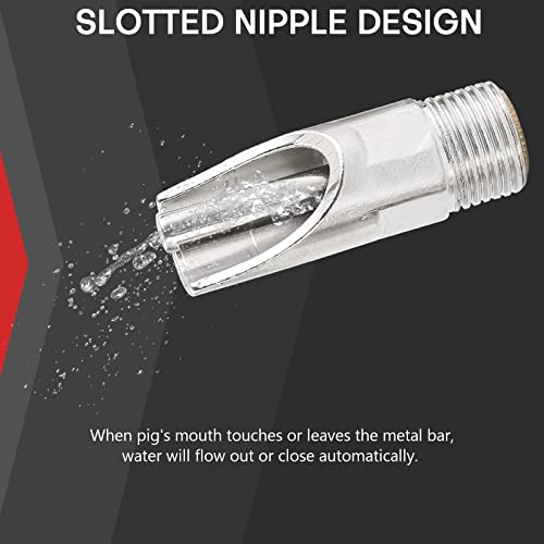 MAOPINER 20PCS Stainless Steel Automatic Pig Nipple Water Drinker Feeders for Piglets and Other Small Animals Farm Animal Supplies - NPT 1/2\" (20) - Thumbnail 4
