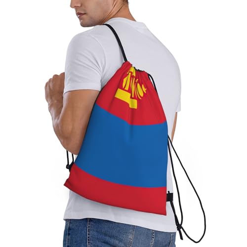 Mongolian flag print Drawstring Bag Sack Gym Bag Ditty Bag for Gym Traveling, Hiking, Yoga, Shopping for Adult3