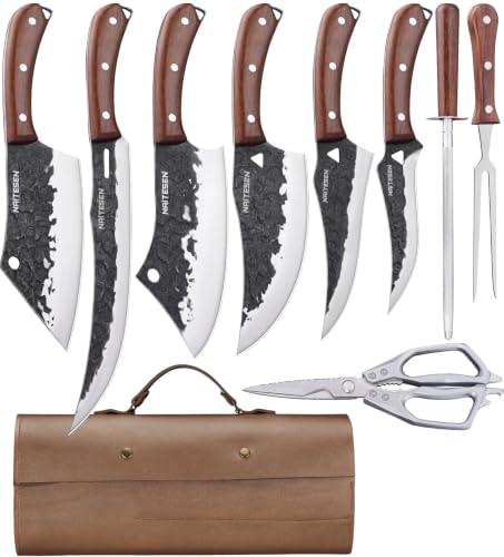 Naitesen 9PCS Butcher Knife Set With Roll Bag, Kitchen Knives - image 1