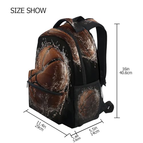 Basketball in The Water Backpack for School Boys Girls Adults Kids Bookbag Laptop Bag 15L4