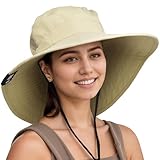 Solaris Wide Brim Sun Hat for Women, UPF 50+ UV Protection Outdoor Packable Sun Hat for Gardening, Tan