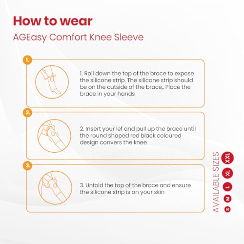 Image of AGEasy Cotton Comfort Knee Sleeve for Arthritis & Joint Pain Relief | Soft Cotton Lining, Non-Slip Grip, 4-Way Stretch Compression Support for Men & Women | Easy Wear Finger Loops, Knee Stability & Mobility Support