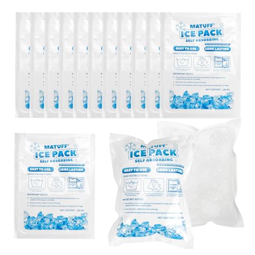 MATUFF 50 Pcs Reusable Ice Packs for Coolers (3.7x4.9) - Long-Lasting Gel Freezer Packs for Lunch Boxes Shipping Camping Beach & Fishing | Keep Food/Drinks Fresh