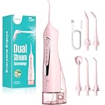 COSLUS C20 Water Dental Flosser Teeth Pick: 2026 Upgraded Portable Cordless Waterproof Flossing 300ML Rechargeable Travel Irrigation Cleaner IPX7 Pink
