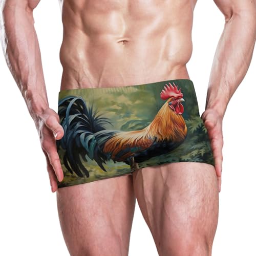 Farm Rooster Cock Mens Swim Trunk Swimwear Bathing Suit Swim Brief Square Leg Board Short S S04012302