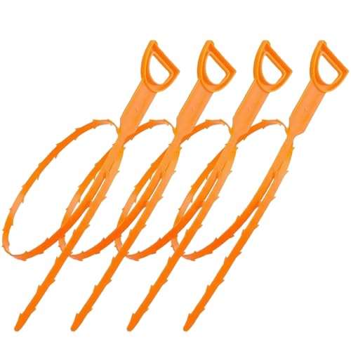 shuielai Drain Snake Clog Remover 4 Pack 20 Inch, Flexible Hair Drain Cleaner, Non-Slip Grip for Sink Shower Tub Toilet Kitchen Bathroom Clog Remover