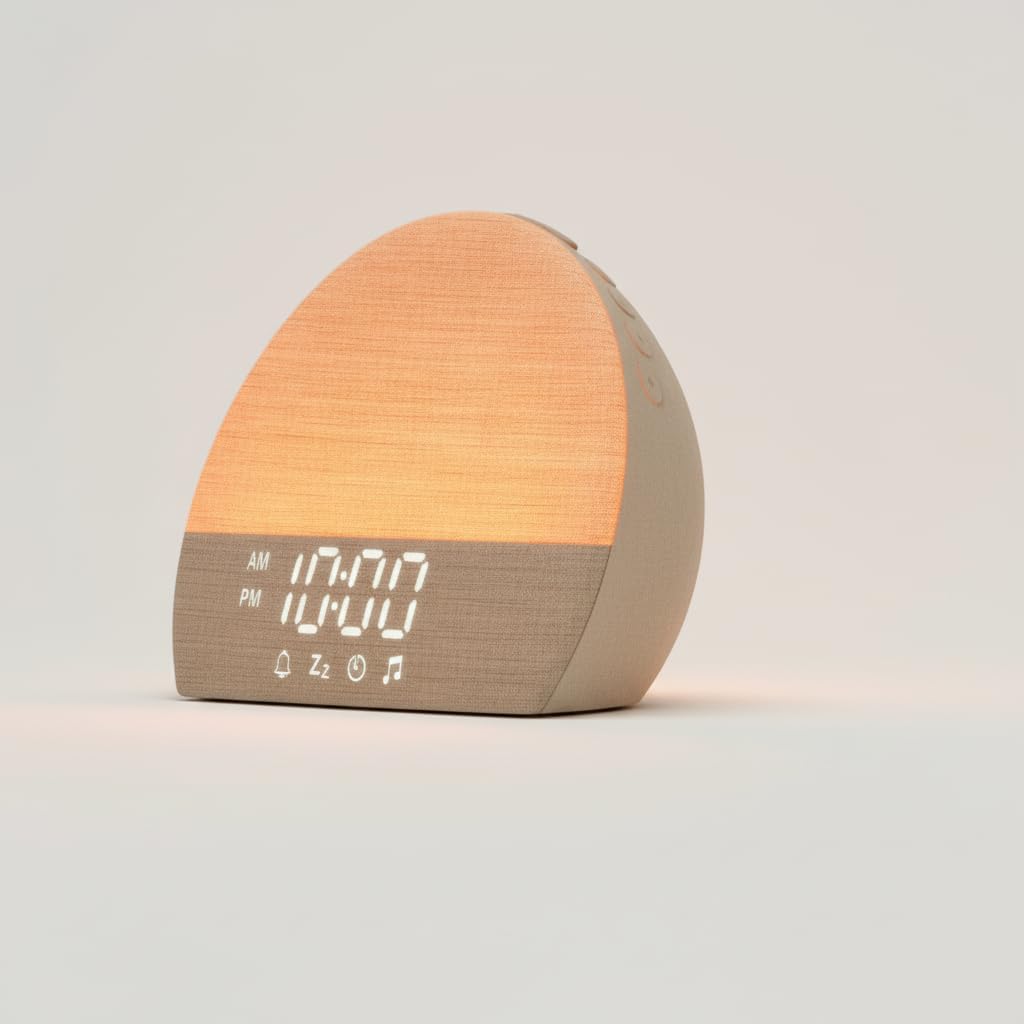 White Noise Sound Machine Sunrise Alarm Clock – 30 Non-Looping Soothing Sleep Sounds with LoFi and Healing Music| 10-Color Ambient Light & Sunlamp | No App Screen Free Sleep for Baby Adults Kids