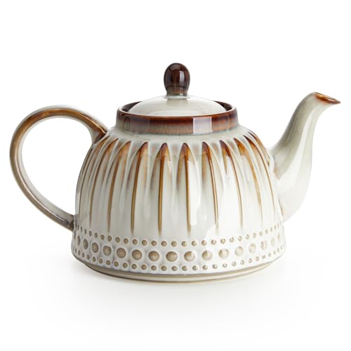 Sweese Ceramic Teapot, Beaded Retro Flower Glaze, 1100ml/37 oz Large
