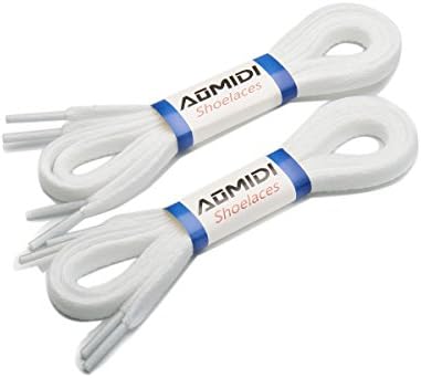 AOMIDI 2 Pair Flat Shoelaces 5/16" for sneakers and converse shoelaces replacements (54" inches (137 cm), White)