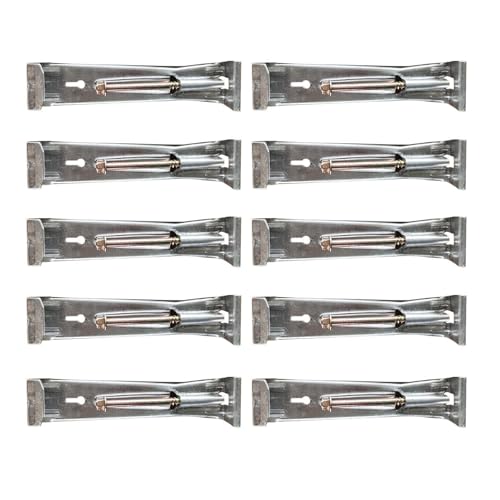 Zambuph Colgadores de canaletas resistentes de 5 pulgadas con clips plateados, soportes resistentes, tornillos preinsertados, accesorios únicos para una fácil instalación,
