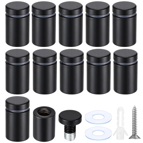 Image of Pelopy 12 Pcs Sign Standoff Screws Advertising Screws Stainless Steel Wall Standoff Mounts Glass Acrylic Nail (3 /4 x 1-3 /16 Inch,Black)