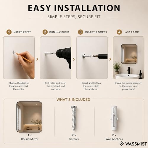 Image of WASSMIST Mirror for Bathroom Wall | Square Bathroom Mirror with Aluminium Frame | HD Reflection Wall Mirror for Living Room /Bedroom (18 X 24 inch)
