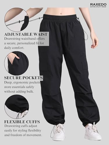 Image of Parachute Pants for Women - Water-Resistant Cargo Pants for Women | Stylish Activewear for Travel, Office, Gym, Trekking & Everyday Comfort | Korean Pants for Woman
