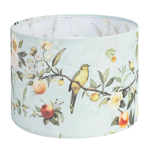 Haultop Drum lamp shades, 13x13x10in Fabric Lamp Shade, Printed Floral and Bird Print Lamp shades, 1 Pack Lamp Shades for Table Lamps, Support Spider and E26/E27 Base