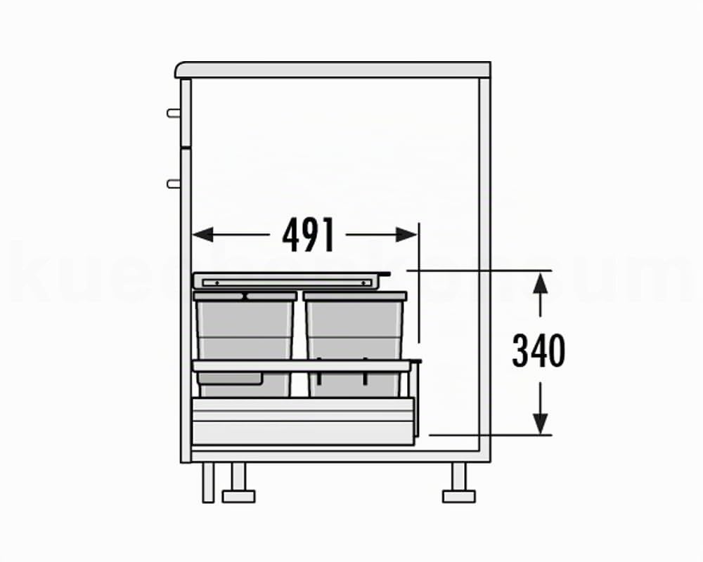 Hailo Separato K Küchen-Abfalleimer | 3-fach Mülltrennungssystem für Einbauküchen | 34 Ltr Gesamtvolumen | Robuster dunkelgrauer Kunststoff | Für Schränke ab 60 cm Breite | Integrierter Deckel
