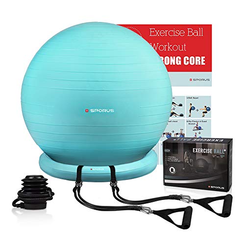 image for Sporus Exercise Ball Chair (65cm), Yoga Ball for Office and Fitness wi